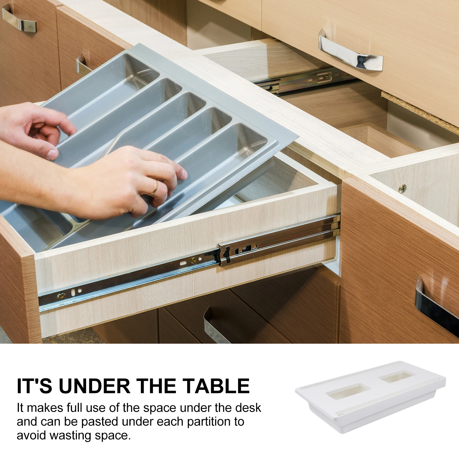 

Sticky Mount Pencil Box Hidden Under Desk Storage Organizer Pull-Out Stationery Container For Office School Supplies