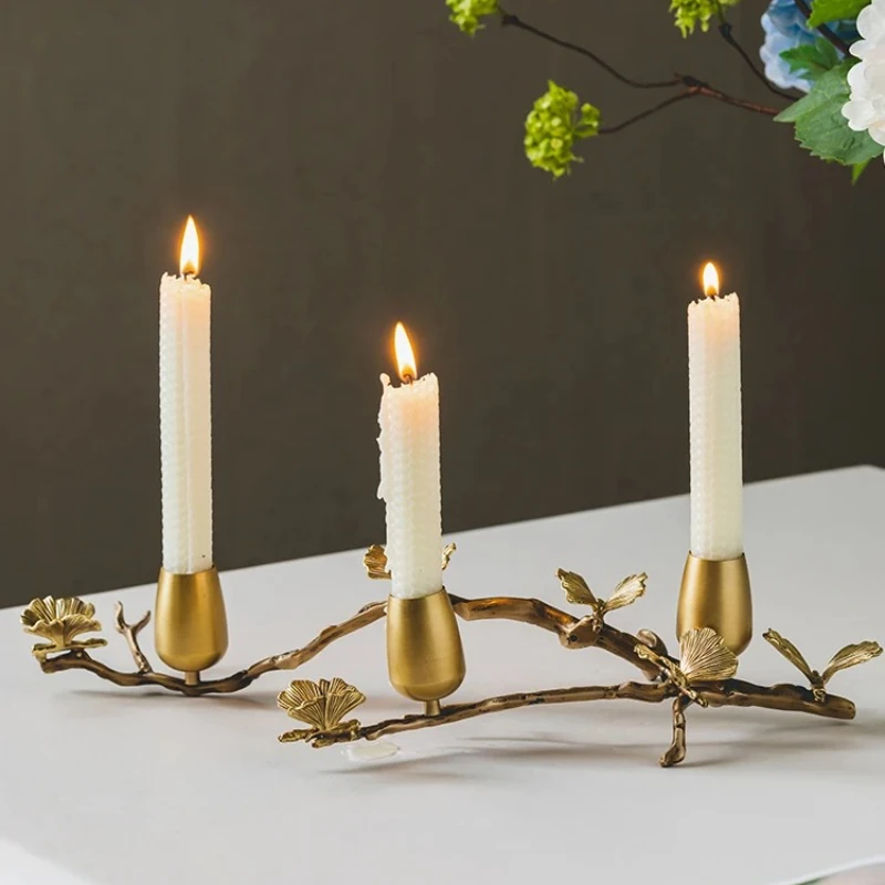 ‌Nordic Brass Candle Holder - Mid-Century Dining Table Centerpiece, Romantic Dinner Decor Scandi Chic Home Accent
