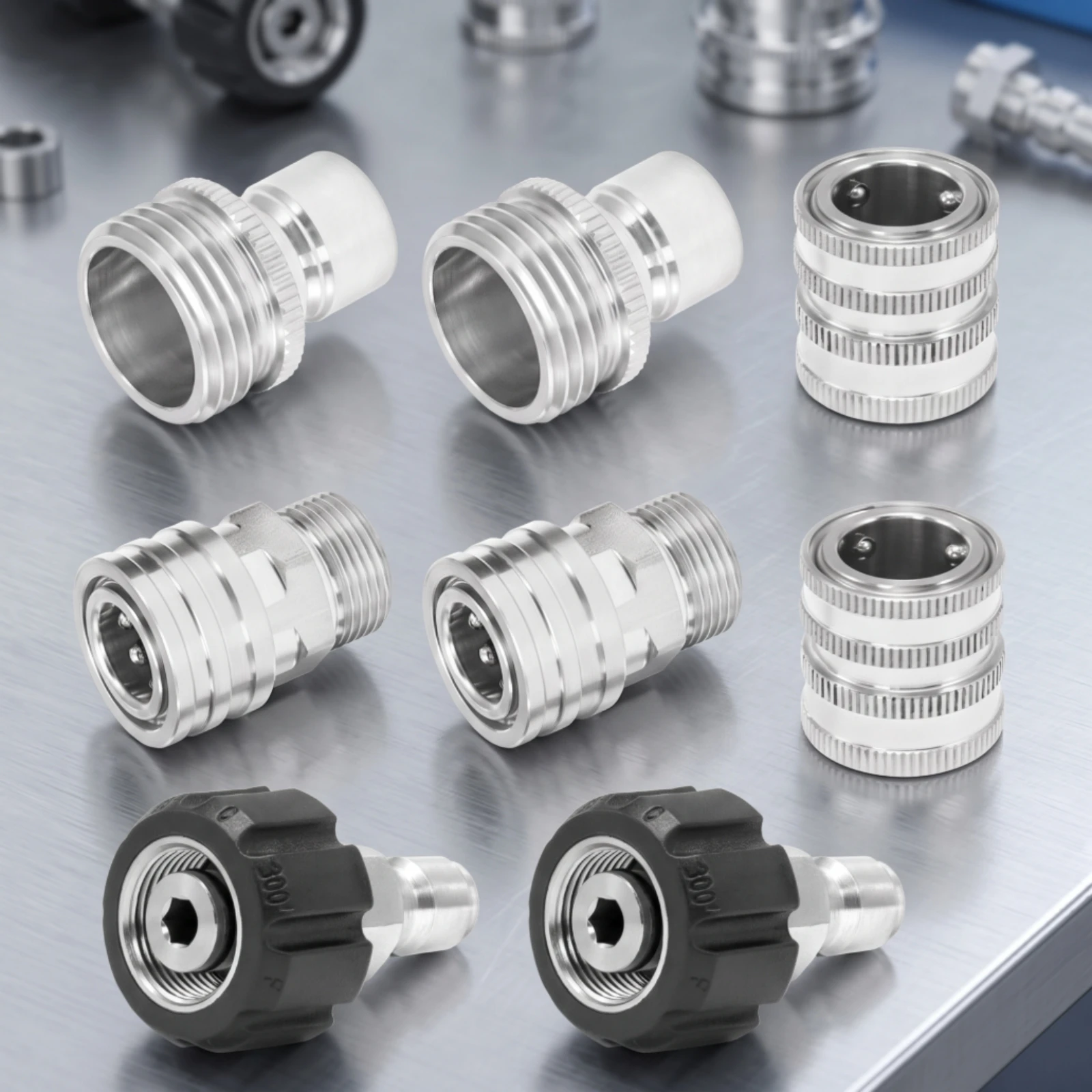 8 Pieces Pressure Washer Quick Connect Kit Precision-Machined Pressure Washer Adapter Fittings M22 Adapter Set Rust-Resistant