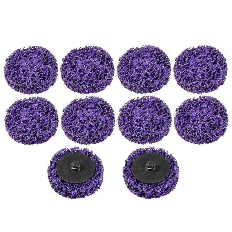 10Pcs 2 Inch 50Mm Quick Change Easy Strip & Clean Discs Purple For Paint Rust Removal Auto Surface Prep Cleans Welds