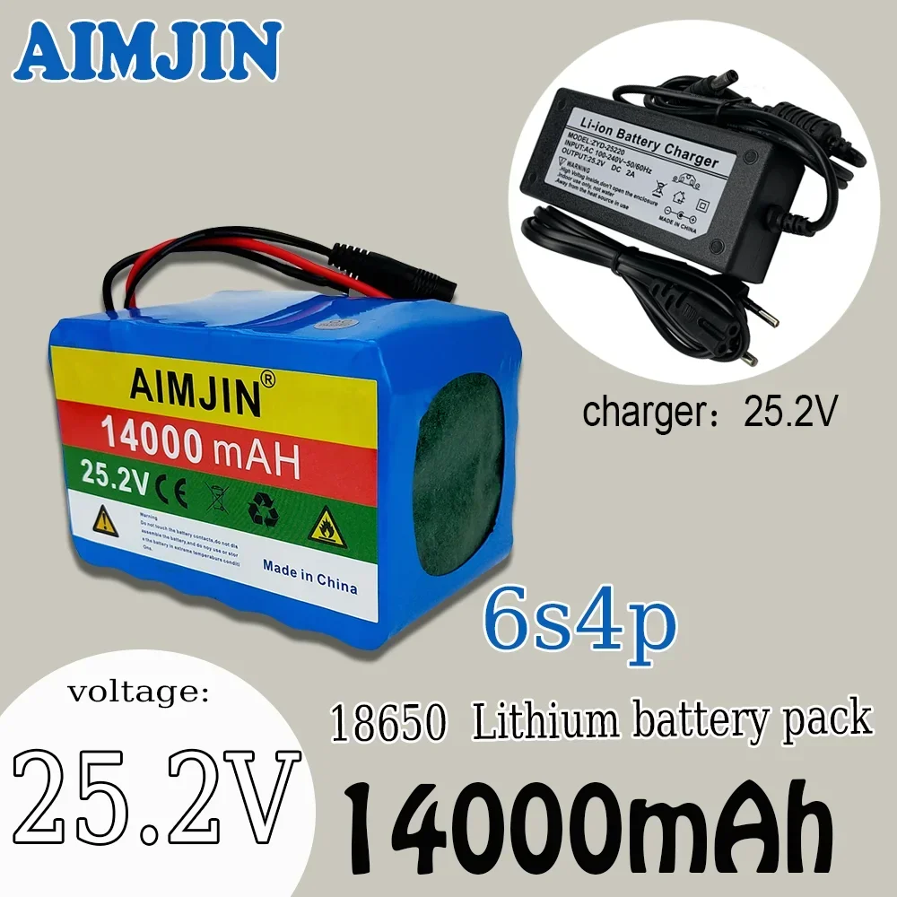 

25.2V Lithium ion Rechargeable Battery 6s4p Moped/18650 14000mah Battery Pack with BMS