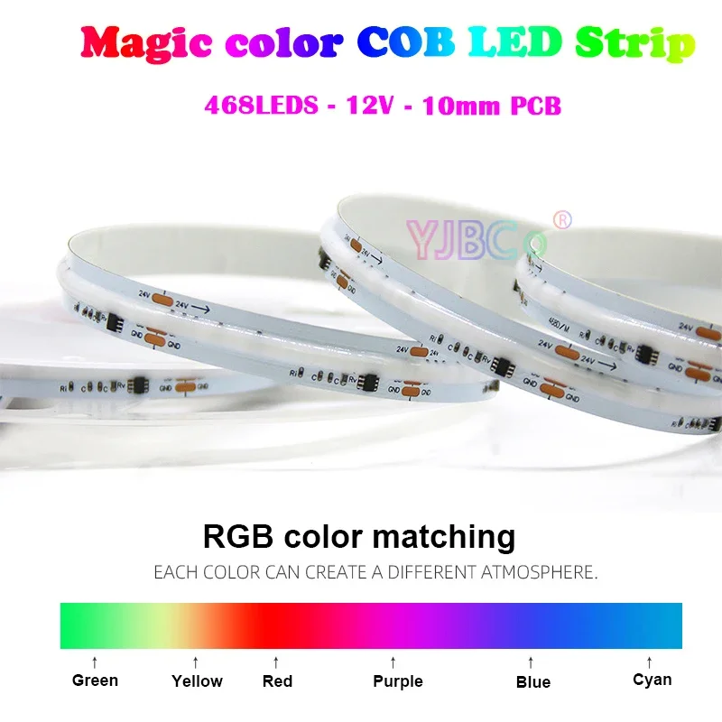 

12V 5m Programmable RGB COB LED Strip WS2811 468LEDs/m Magic color pixel Light bar running horse addressable Flexible Lamp Tape