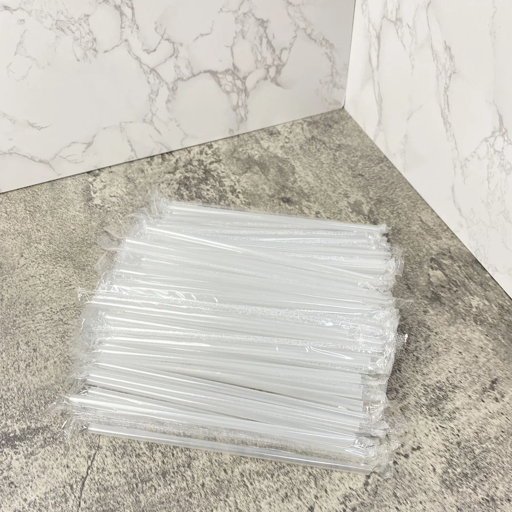 100Pcs Clear Individually Wrapped Drinking Pp Straws Drinks Straws Party Supplies High Quality PP Material 18 Cm Long 6 Mm Wide