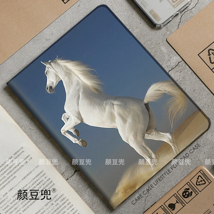 White Horse Animal iPad Case For iPad Air 4 5 10.9 Mini 5 6 For Pro 12.9 11 inch Luxury Silicone iPad 10th Full Protective Shell