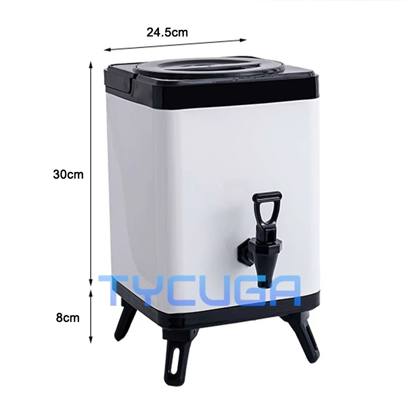 Square Insulation Bucket Milk Tea Bucket Large Capacity Stainless Steel Square Tea Boiling Water Soy Milk Bucket Insulation Cold