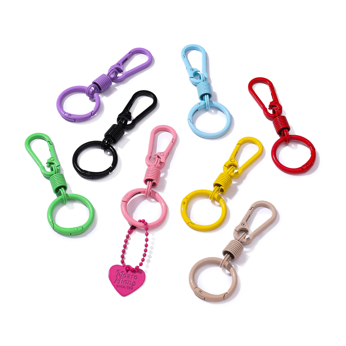1pc Colorful Spring Keychain Cute Key Ring Holder Carabiner Buckle For DIY Jewelry Accessories Bag Pendant Gift