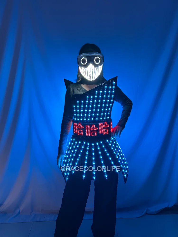 Gaun LED Wanita Berubah Warna Penuh, Rok Menyala dengan Kontrol Nirkabel USB untuk Pesta Klub Malam, Rave, DJ, Pertunjukan Panggung Tari