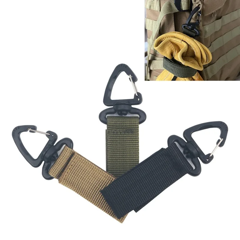 Outdoor Tactical Nylon Webbing Backpack Hook Single-point Rotating Triangular Buckle Multi-functional Climbing Keychain