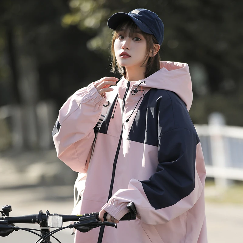 

Мужская повседневная куртка свободного кроя на весну-осень с декоративной молнией, в стиле рабочей одежды, с комбинированными вставками, молодежная модная верхняя одежда от известного бренда