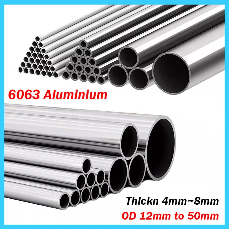 

1PCS 6063 Aluminium Round Tube Pipe Hollow Tube OD 12mm to 50mm Aluminum-Alloy Tubing Wall Thickn 4mm~8mm Length 300mm