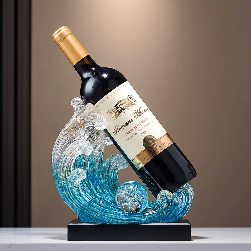 

Home Decor Wind Blows Waves Red Wine Rack Decoration Statuette Living Room Office Wine Cabinet Office Desk Figurine Decorations