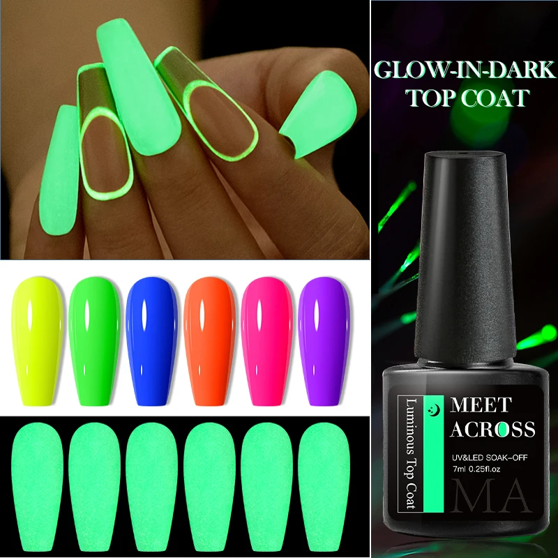 7Ml Luminous Gel Top Coat กึ่งถาวรเรืองแสงเรืองแสง Soak Off UV LED เจลสีเล็บเล็บสำหรับเล็บ