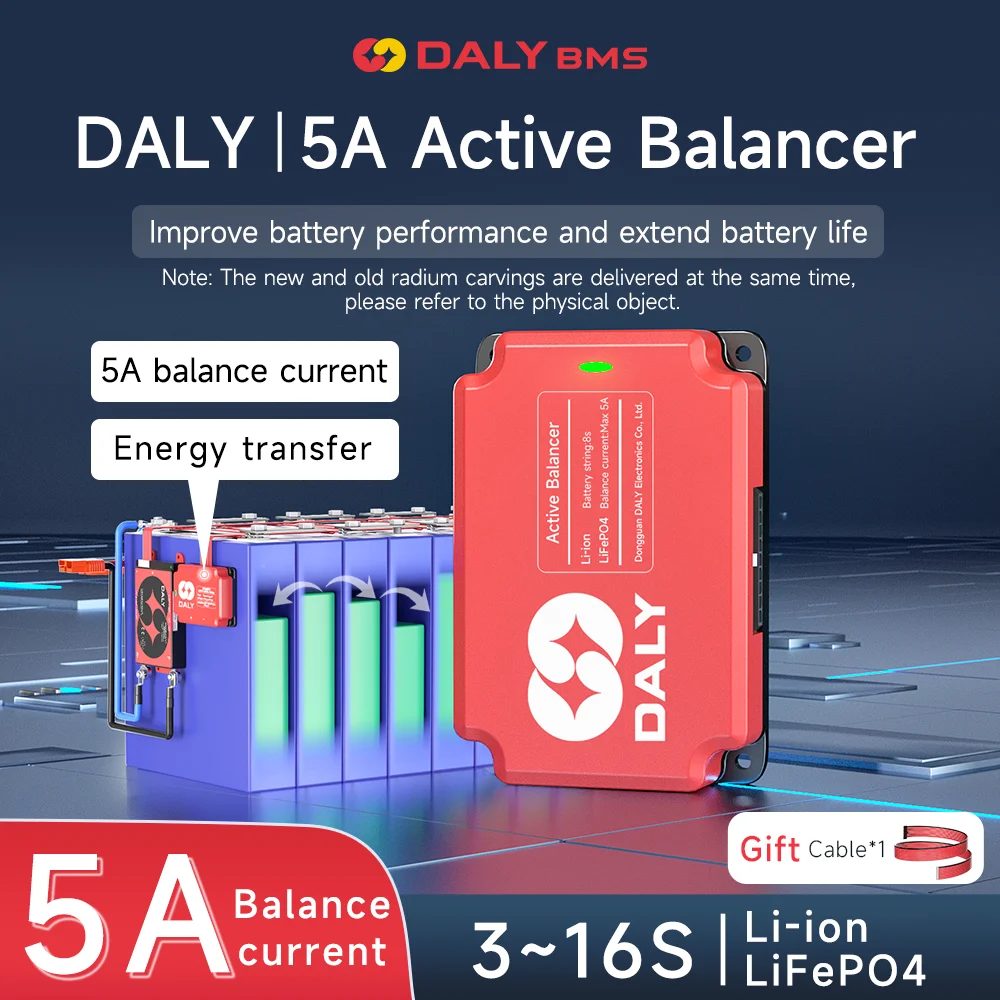 Daly 5A Active Balancer BMS 4S Lifepo4 Battery Equalizer 24V 8S 16S Balancing Board 18650 for Battery Packs 10S 12S 13S 14S 15S