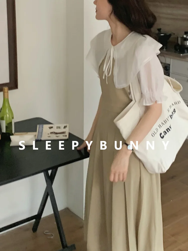 

Pleated Suspender Dress Women High Waist A-Line Pinafore Dress Korean Style Sleeveless Midi Dress Petite Girls or School Outfit