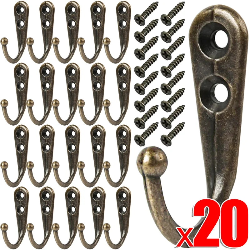 1/20pcs Vintage Hooks Small Antique Wall Hanger Curved Buckle Horn Lock Clasp Hook For Wooden Jewelry Box Furniture Home Decor