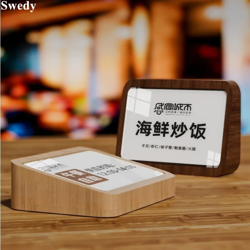 

20x68mm Small Supermarket Price Label Tags Menu Paper Price List Card Holder Wood Acrylic Sign Holder Display Stand