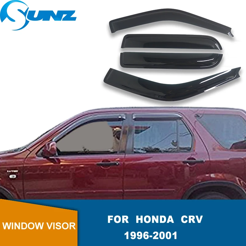 

Side Window Deflectors For Honda CRV CR-V 1996 1997 1998 1999 2000 2001 Acrylic Black Window Visor Sun Rain Deflector Guard SUNZ