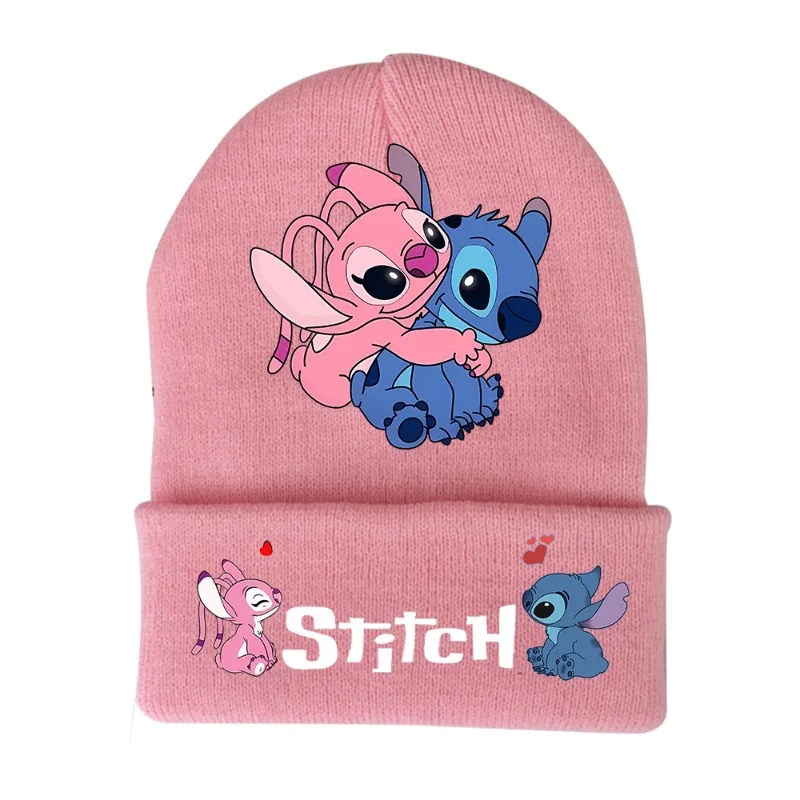 Stitch Disney Cap Wool Acrylic Knitted Caps Cartoon Anime Kids Skullcap Autumn Winter Elastic Skullies Beanies Hat Birthday Gift