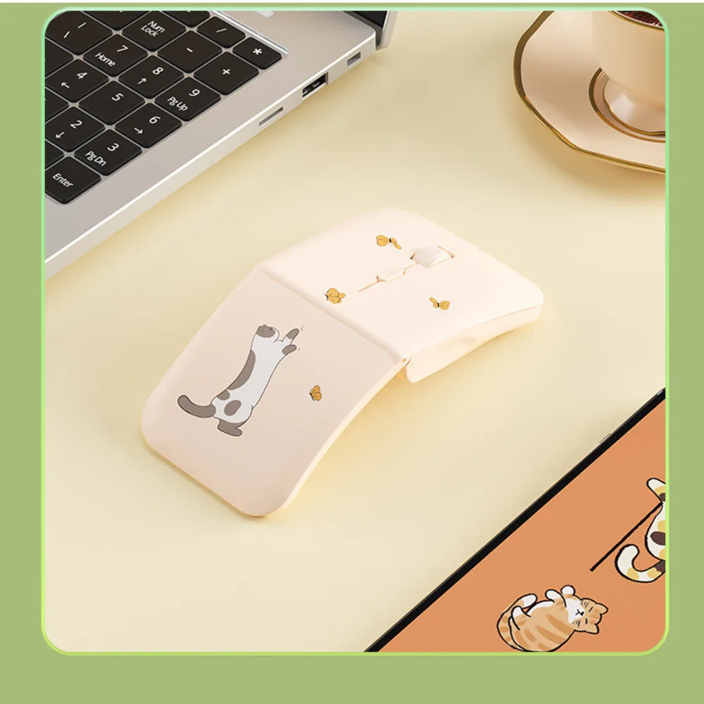

Foldable Cute Adorable Pets Three Bluetooth Wireless Mouse Portable Ergonomics Mute Keys Optical Mice For PC Laptop Computer