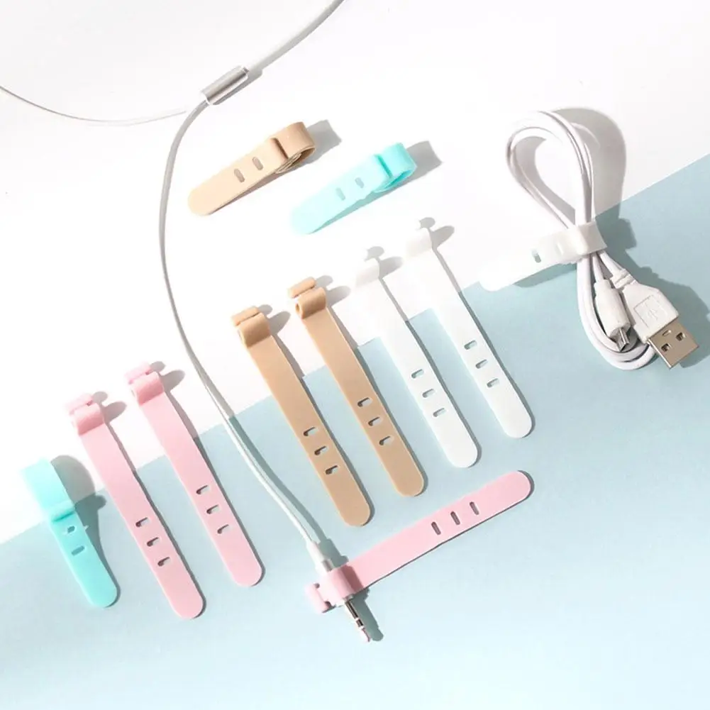ヘッドホンとマウス用の再利用可能なケーブルタイ、コードオーガナイザー、ワインダー、ポータブル、ソフト、シリコン、ワイヤー、新しい、w3f6