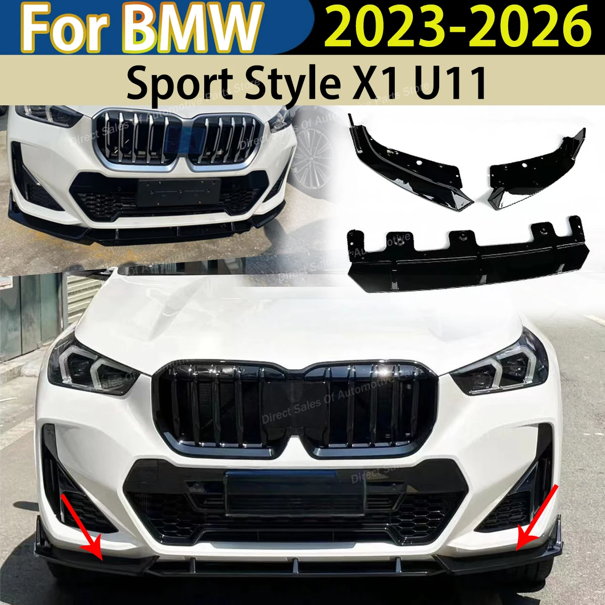

For BMW X1 U11 2023-2026 Sport Car Front Bumper Lip Splitter Spoiler Diffuser Guard Protector Cover Bodykits Exterior Tuning