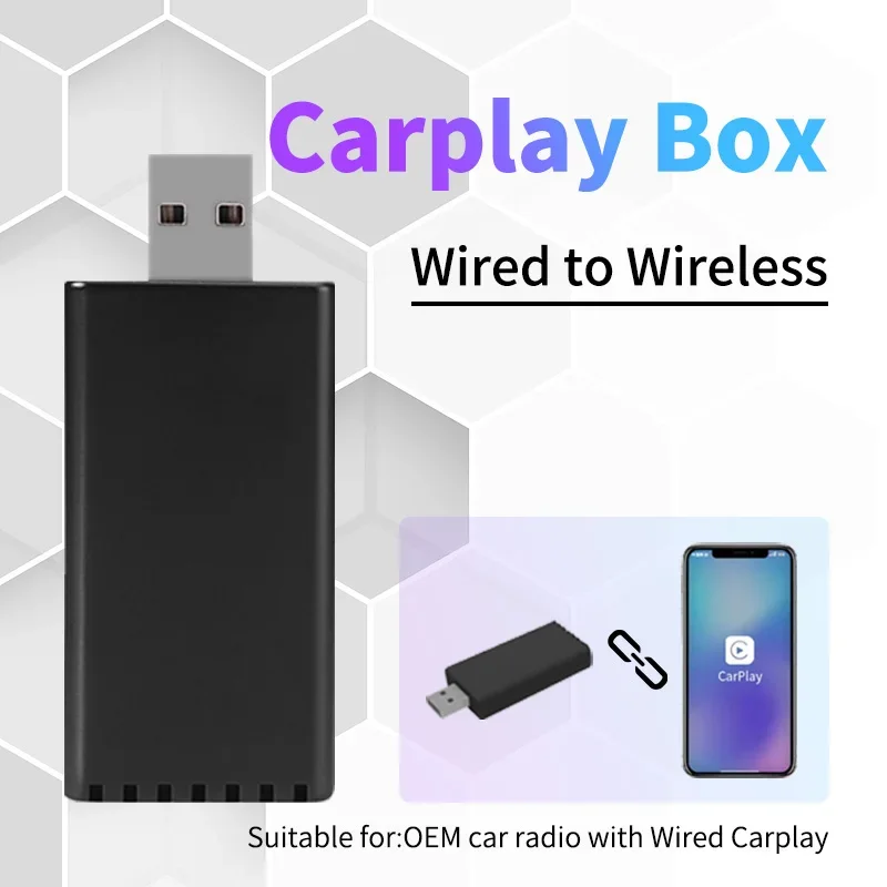 Wired to Wireless CarPlay AI BOX Adapter for OEM Car Stereo With USB Plug and Play Smart Link Phone CarPlay Automatic Connection