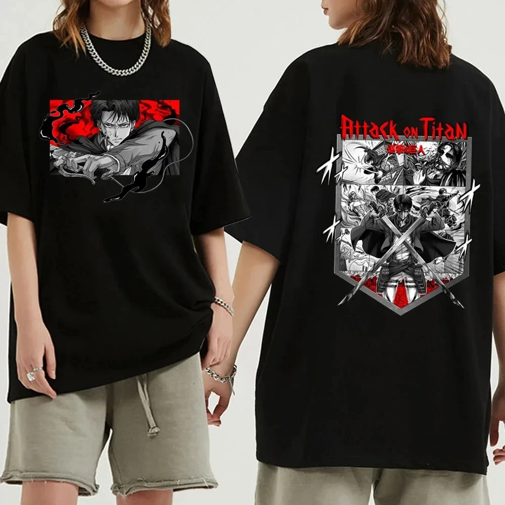 Camiseta de Anime japonés para hombres y mujeres, ropa de la Legión de exploración, camiseta de Shingeki No Kyojin, camiseta de ataque a los