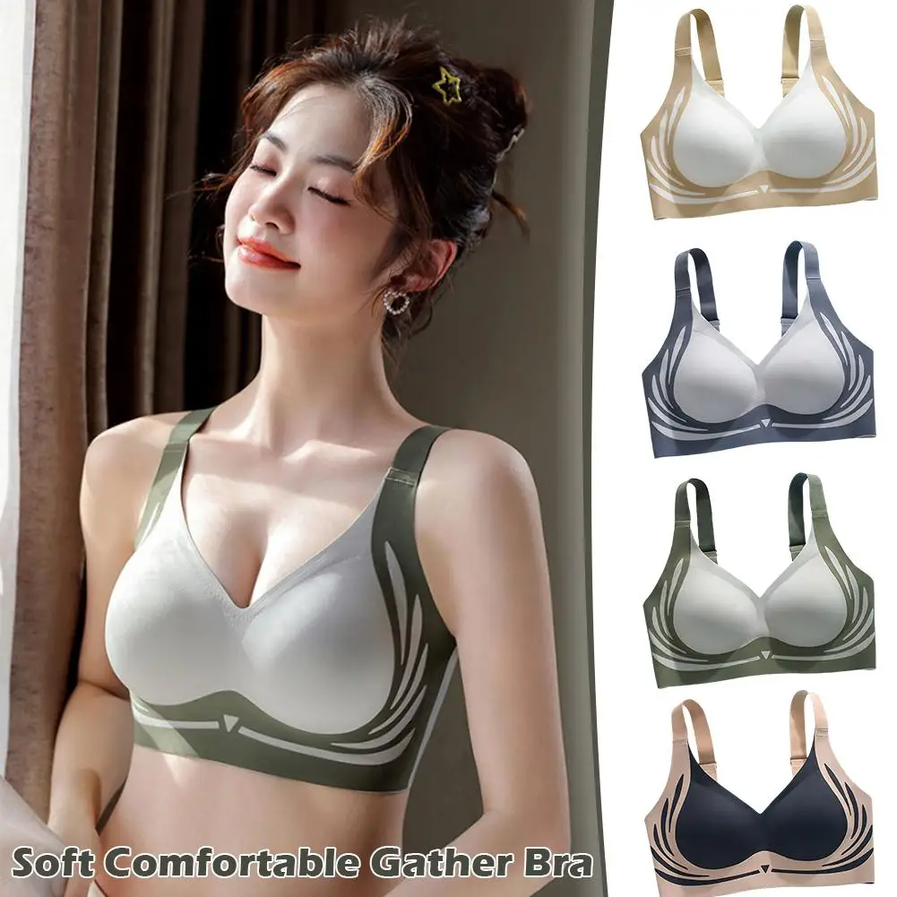 

Super Gather Wireless Push-up Bra Women Gathered Up Bra Soft Anti-sagging Seamless Support Adjustable Lift-up Underwear R4y0