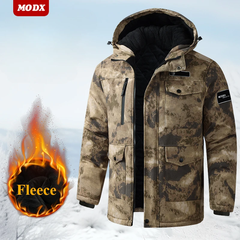 Winter Thick Cotton Coat Men Camouflage Jacket Cold Prevention Warmth Work Clothes with Plush Pant Labor Protection Coverall