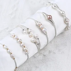 Hot sale natural freshwater pearl bracelet silver color accessory bangle for women gift