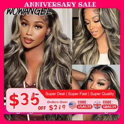 250% 1BJ27 Highlight Body Wave Wig 13X6 HD Lace Front Wigs 34in Human Hair Wig Skins Like Pre Plucked Brazilian Hair For Woman