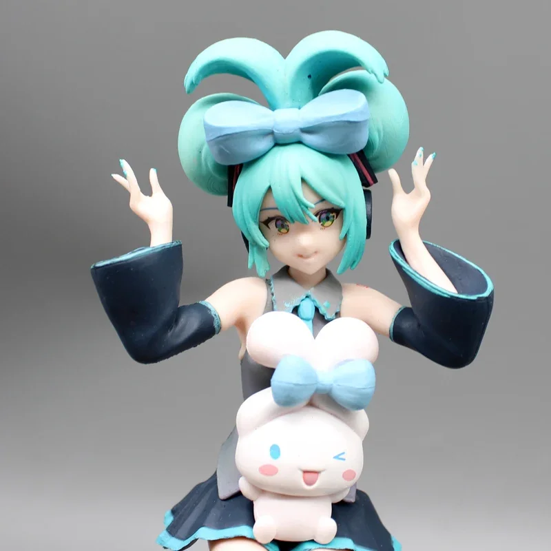 15.5cm Kawaii Anime Hatsune Miku Figure Bunny Dolls Noodles Stopper Miku Cinnamoroll Nendoroid Toys Model PVC Collectible Gift