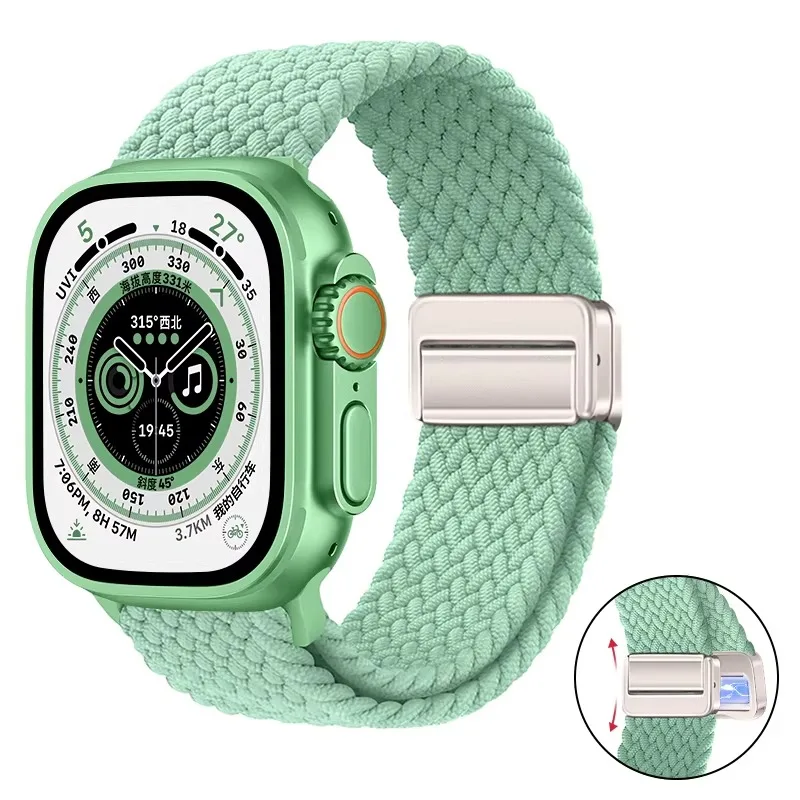 Nylon-Geflechtarmband für Apple Watch Ultra 3 2 49mm 11 10 46mm 42mm 9 8 7 45/41mm Magnetisches Armband iWatch 6 5 SE 44/40mm Correa