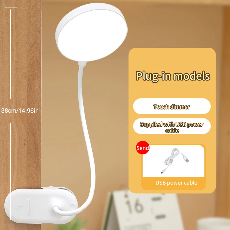 Led Table Lamp Rechargeable Night Light Folding Clamp Study Stand Read Lamp Touch Portable 3 Modes Dimming Eye Protection Lamp view 6
