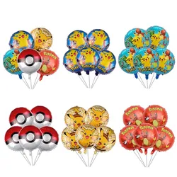 5pcs Pokemon Go Pikachu palloncino in foglio di alluminio ragazzo ragazza festa di compleanno Poke Ball Helium Air Globos decorazione Baby Shower Toys