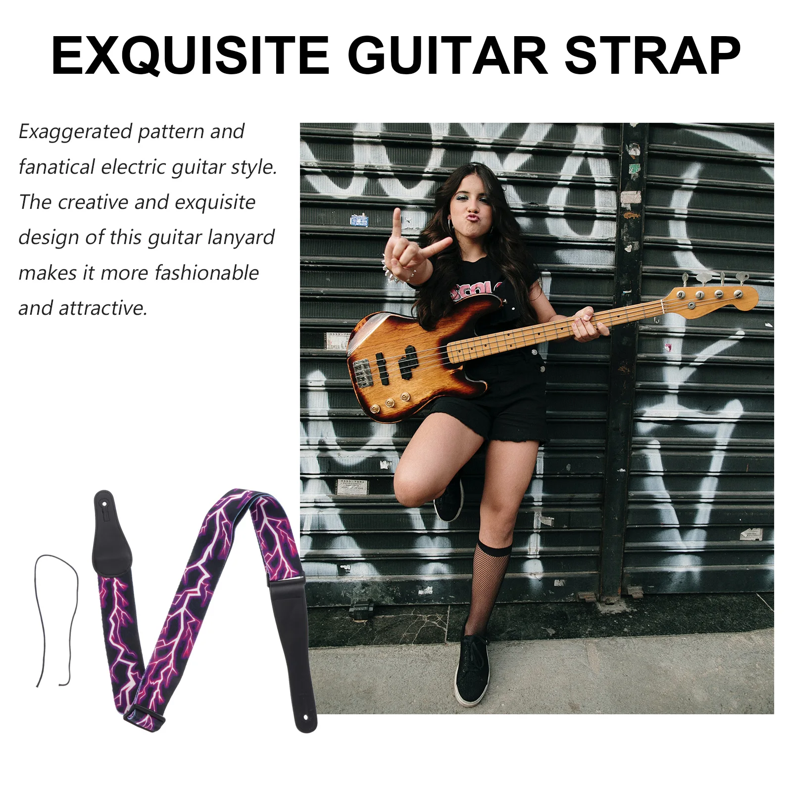 

Guitar Belt Decor Practical Accessory Durable Comfortable Handpressure Reduction Antifall Protection Stylish Design