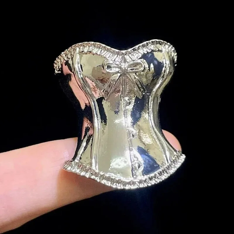 2026 Copper Material Corset Shape Ring for Men Women Jewelry Accessories Vintage Unique Statement Finger Ring for Party Club