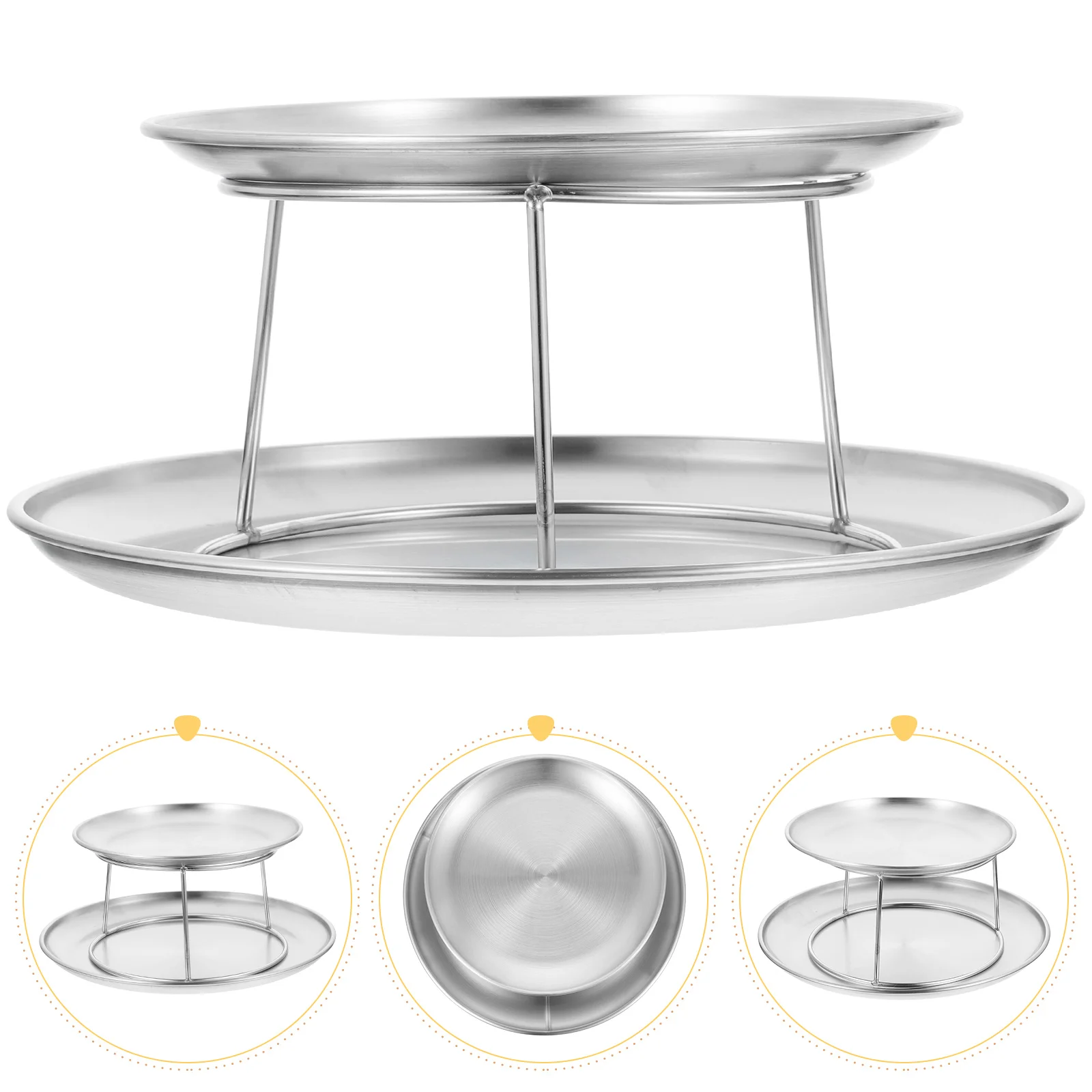 Multi-tiered Food Tray Fruit Platter Cake Stand Cupcake Display Stainless Steel Serving Baby Dessert Plate