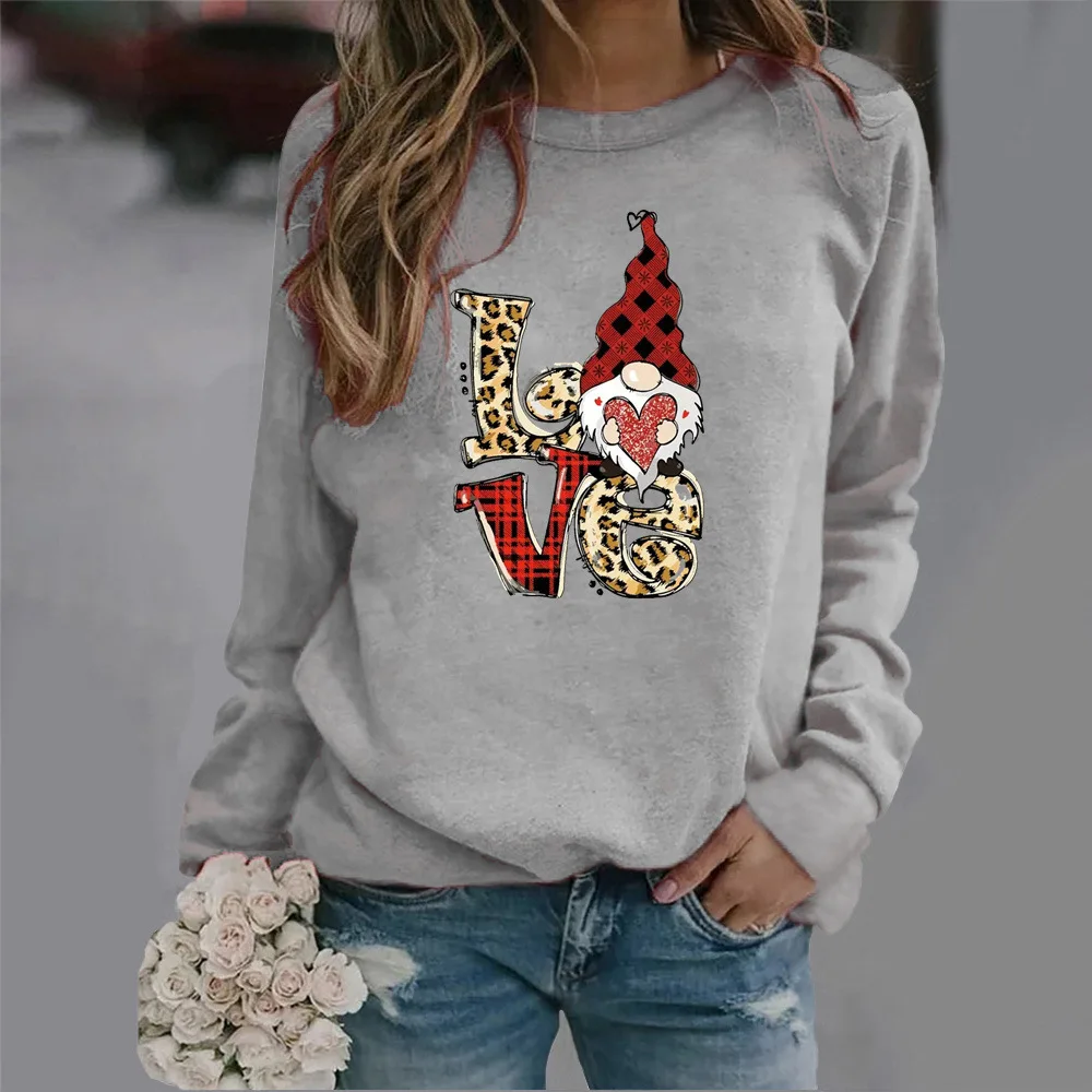 Crew-neck Hoodie Christmas Letter Printing New European and American Valentine\'s Day Hot Sales Streetwear Women  Sweatshirts