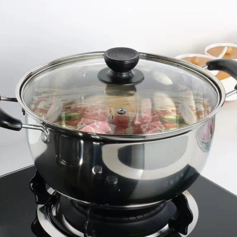 Nueva olla de sopa de acero inoxidable, olla antiadherente para cocinar gachas engrosada para el hogar, olla de leche multifuncional, Cocina de Inducción de Gas