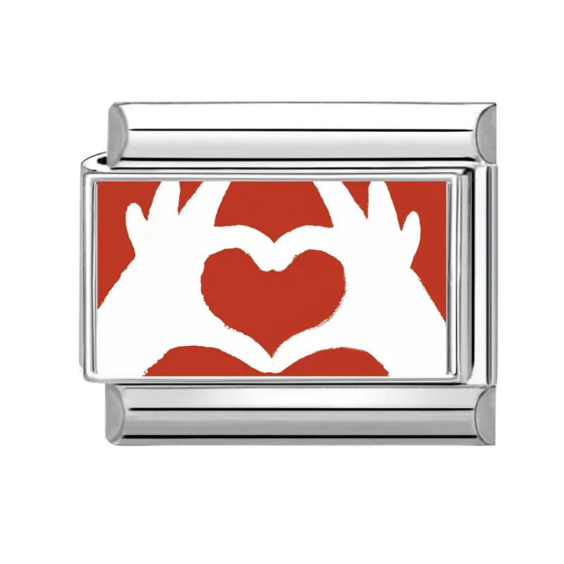 أزياء شخصية DIY أسود أحمر اللون الإيطالي سحر سوار عيون القط المشارب القلب حبة 9 مللي متر سوار مجوهرات من صلب لا يصدأ #5