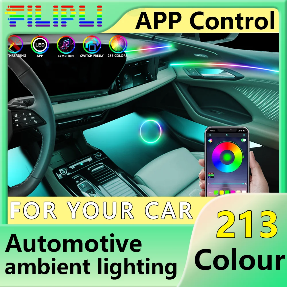 

6/18 в 1, акриловый автомобильный окружающий свет RGB 64 213, оттенок Tide, акриловое приложение, стример, набор ламп для автомобилей