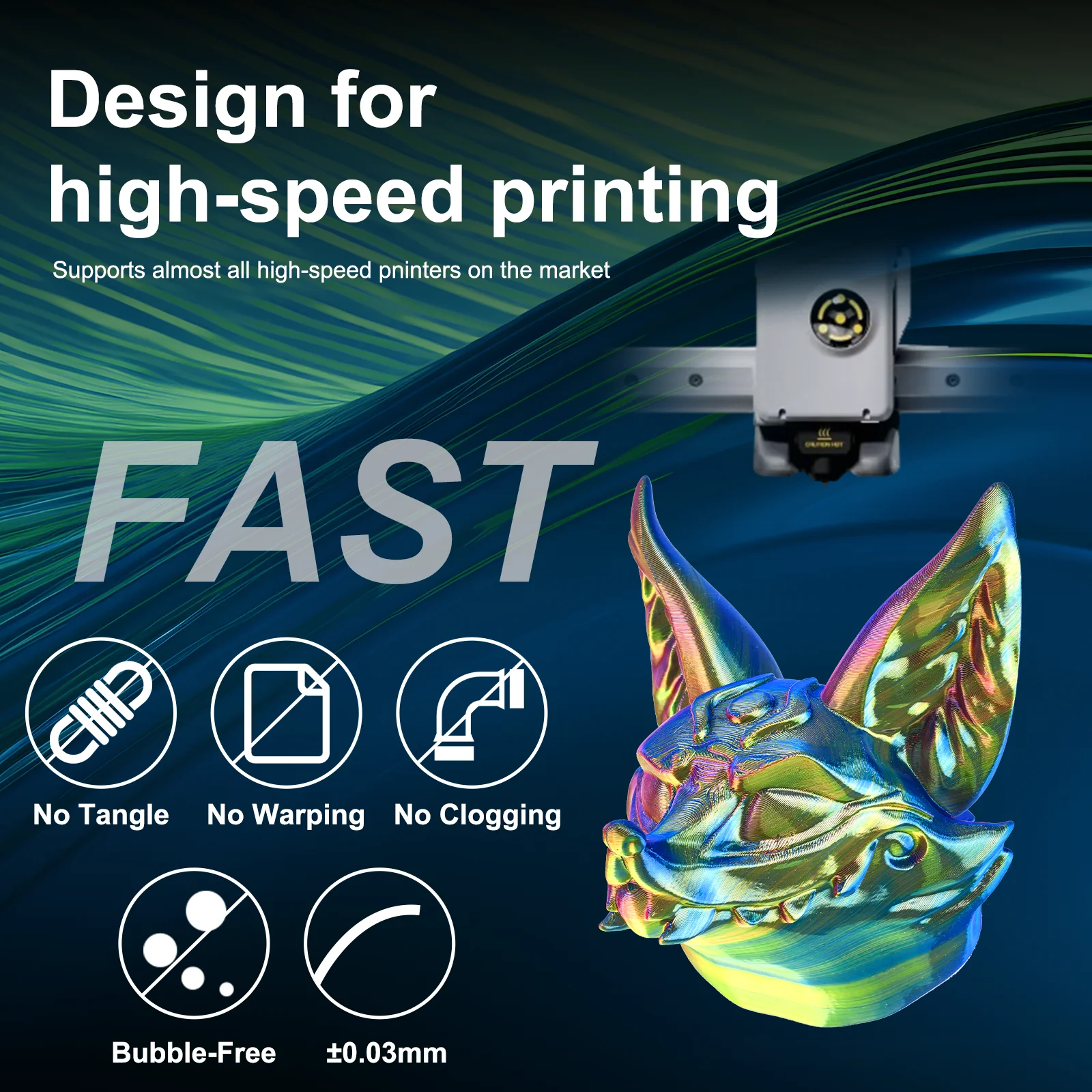 NEW ERYONE 1KG/3KG/10KG Promotion Tri- Color Silk PLA Filament For 3D Printing 1.75mm Filament High Quality Free Fast Shipping