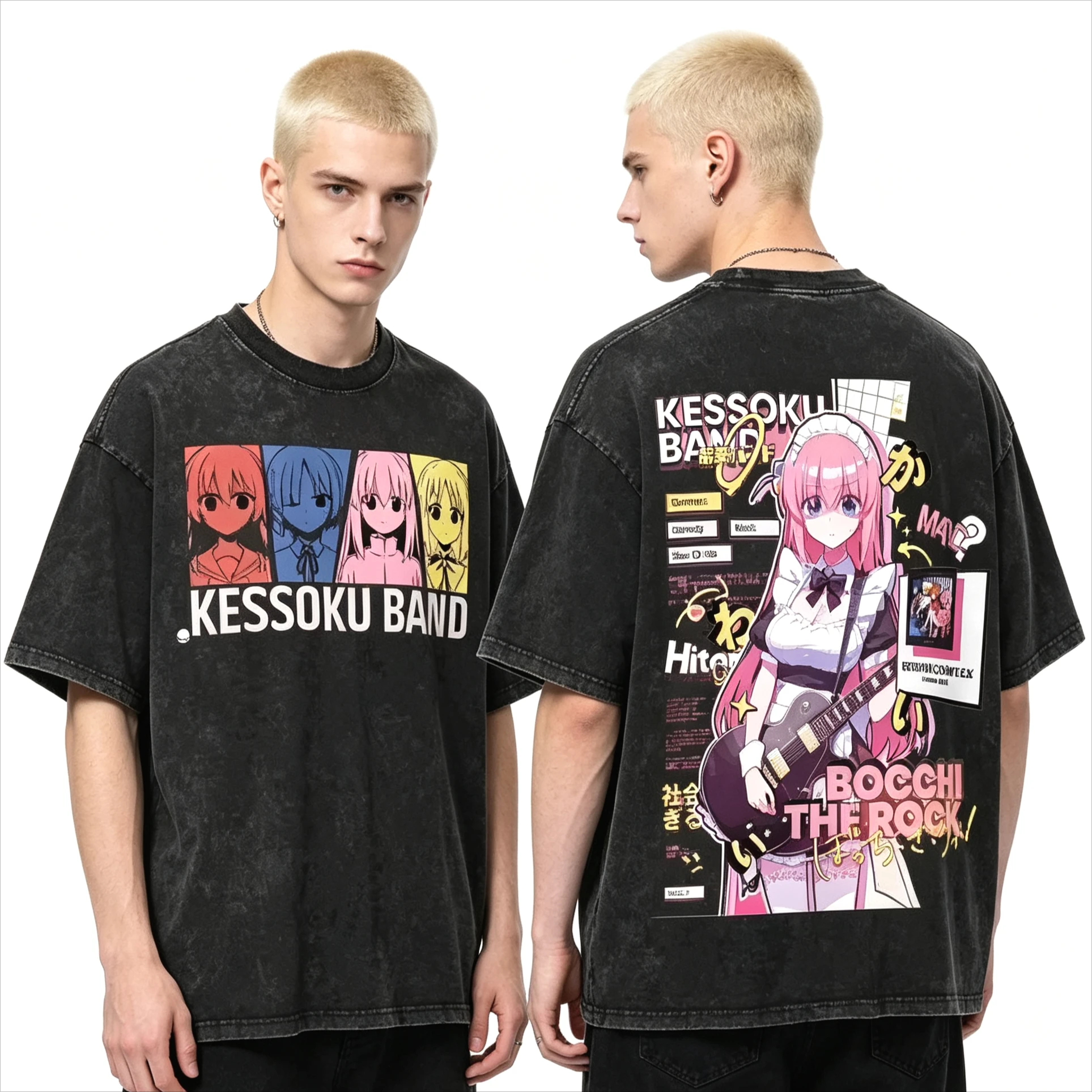 2026 Summer Hot Sale Anime Bocchi the Rock! Graphic T-shirt Y2K Men Women Vintage T-shirt Hip Hop Streetwear Oversized T-shirt