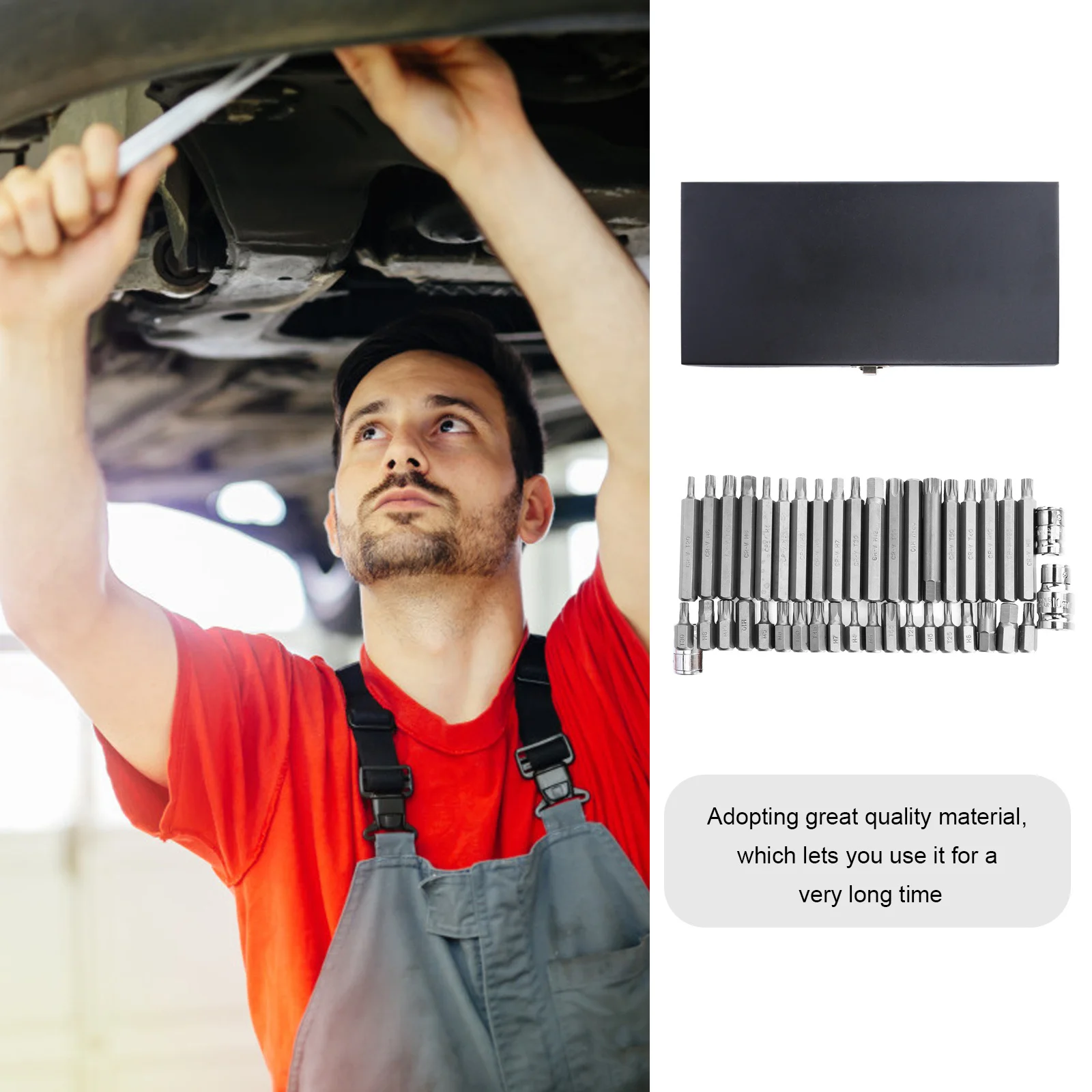 

40Pcs Automobile Repair Sockets Kit Strong Practical Design Ergonomic Operation Convenient Home Garage Office Use