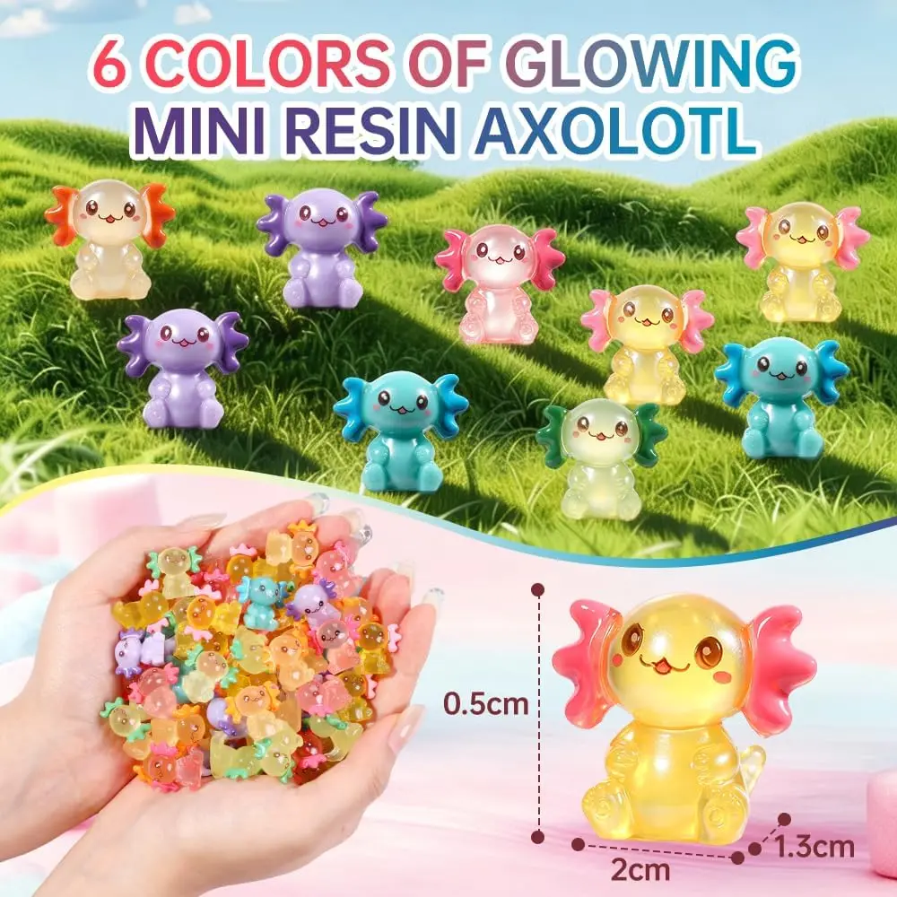 12Pcs Glow In Dark Mini Resin Axolotl Tiny Salamander Mini Figurines Ornament For Party Favor Fairy Garden Aquarium Potted Plant