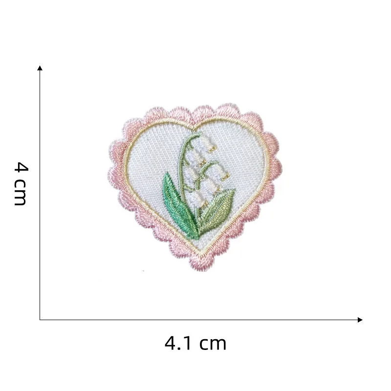 Self Adhesive Embroidered Cute Flower Heart Patches for Girls Backpack Shoes Hats Scrapbooking Decoration DIY Sewing Accessories