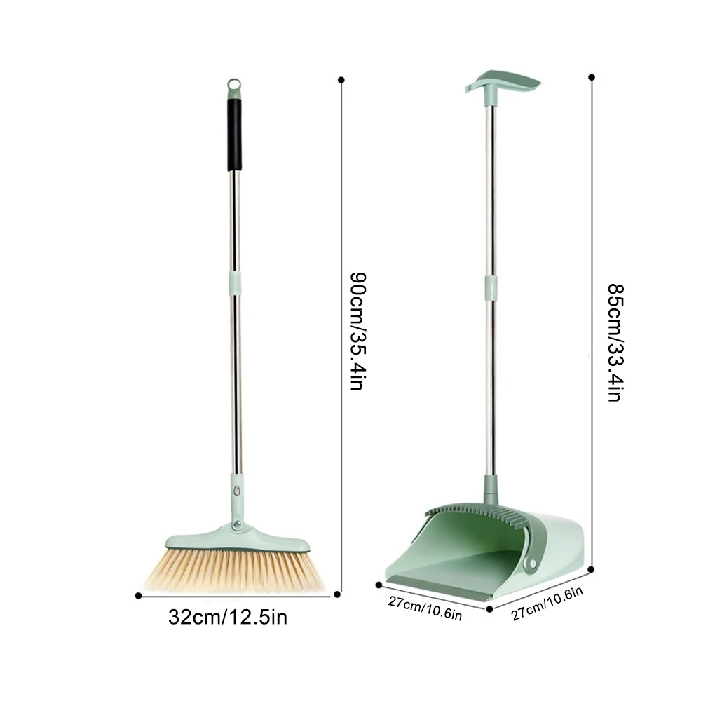 Green Household Dustpan Broom Wiper - Tough And Powerful Cleaning No Dead Corners Space-saving Storage Large Capacity