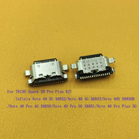 5-50 шт. USB-разъемы для зарядки и передачи данных для Infinix Note 40, 40S, Tecno Spark 20 Pro Plus, Note40, Note40S, KJ7, X6853, X6851