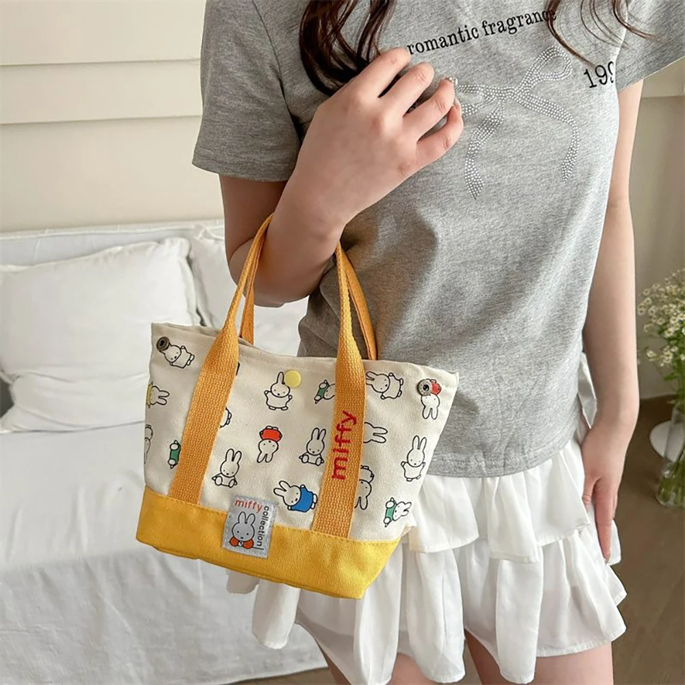 Miffy Kawaii Cartoon Rabbit Canvas Embroidery Handbag Bento Multifunctional Storage Bag Girl Gift Fashion Cute - view 5